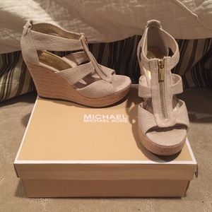 Michael Kors canvas espadrille wedges